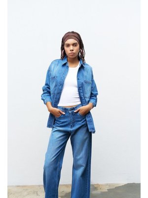 Açık Mavi Cotton Gömlek Pantolon Takım