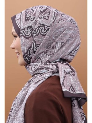 Desenli Pamuk Viskon Şal Kahve Bej