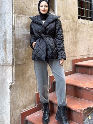 Sevilla Baklava Dilimli Şişme Mont Siyah Sevilla Baklava Dilimli Şişme Mont Siyah