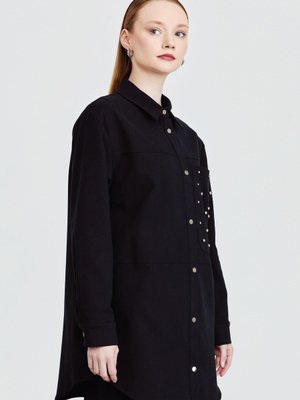Gabardin Iri Cep Detaylı Ceket Siyah Gabardin Iri Cep Detaylı Ceket Siyah