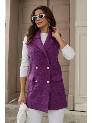 Mor Buklet Düğme Detaylı Yelek
