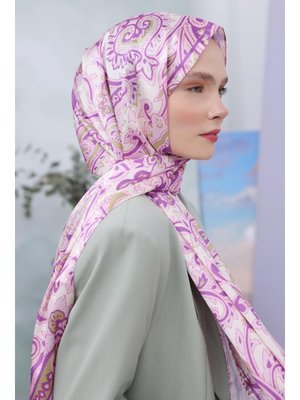 Desenli Twill Şal Pembe Bej