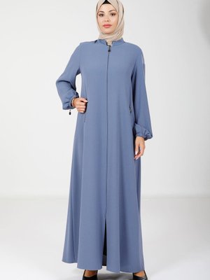 İndigo Fermuarlı Kolu Ve Cepleri Fermuar Detaylı Ferace İndigo Fermuarlı Kolu Ve Cepleri Fermuar Detaylı Ferace