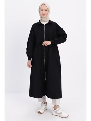 Siyah Büzgülü Fermuarlı Kap