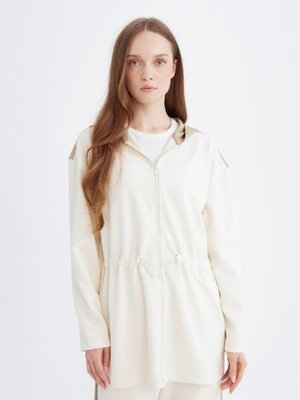 Relax Fit Kapüşonlu Beli Büzgülü Fermuarlı Sweatshirt D9024ax24wn