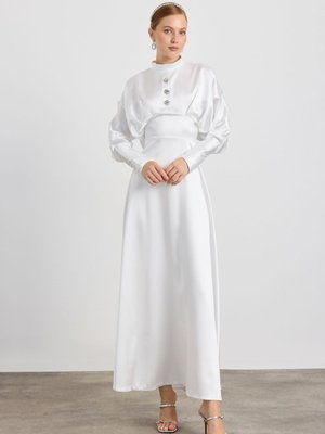 Beyaz Sara Abiye Elbise