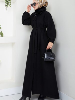 Yakası Kürklü Kaban M Siyah