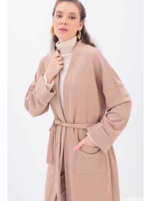 Bej Kolu Katlamalı Sweat Hırka Bej Kolu Katlamalı Sweat Hırka