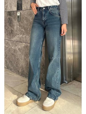 Tint Mavi Palazzo Kot Pantolon