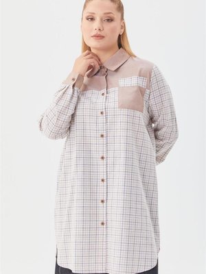 Garnili Kareli Bej Tunik Garnili Kareli Bej Tunik