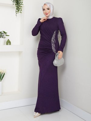 Mürdüm Alya Tesettür Abiye Elbise