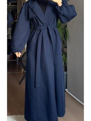 Kol Detaylı Trençkot Lacivert Kol Detaylı Trençkot Lacivert