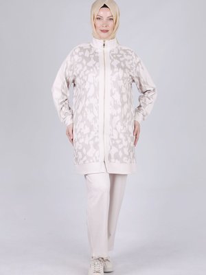 Büyük Beden Empirme Pantolonlu Takım Vizon Bej Büyük Beden Empirme Pantolonlu Takım Vizon Bej