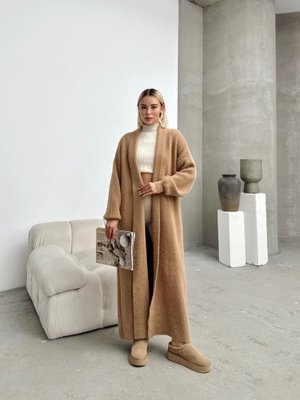 Uzun Salaş Triko Hırka Kamel