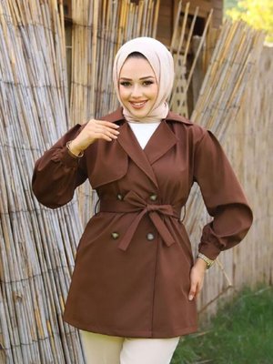 Kısa Kruvaze Yaka Su Geçirmez Trençkot