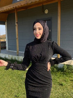 Siyah Tuba Abiye Elbise