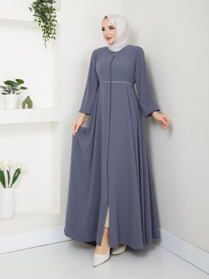 Ortası İşlemeli Medine İpeği Yazlık Ferace