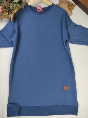 İki İplik Pamuk Penye Tesettür Tunik Sweatshirt