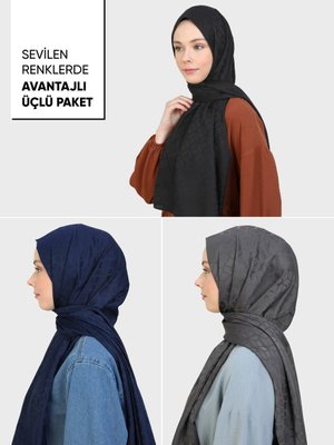 3'lü Avantaj Diamond Şal Paketi Siyah Lacivert Antrasit