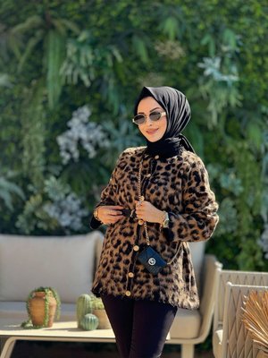 Leopar Desen Hırka