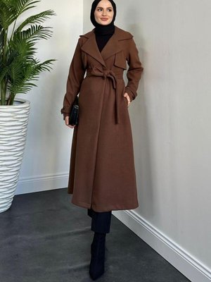 Lucky Astarlı Kaşe Kaban Kahverengi Lucky Astarlı Kaşe Kaban Kahverengi