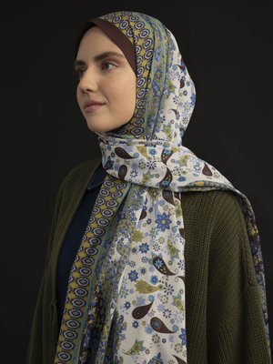 Cok Renkli Etnik Desenli Şal