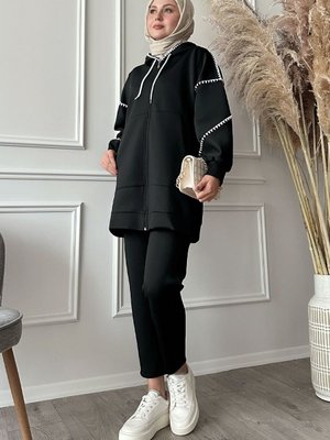 Çoban Dikişli Siyah Scuba Takım