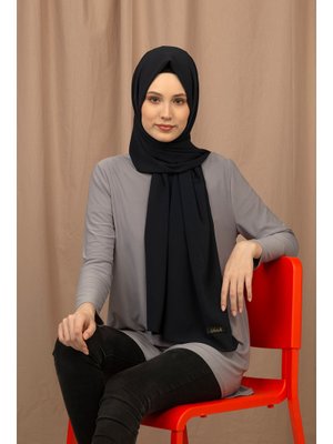 Koyu Lacivert Krep Şal