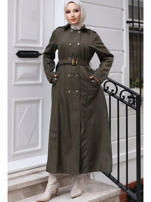 Haki Kuşaklı Trençkot