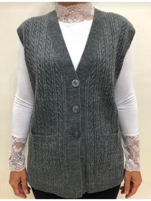 Cepli Düğmeli Kışlık Desenli Yün Anne Yeleği