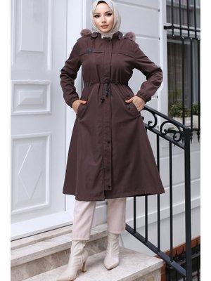 Vizon İçi Peluşlu Yakası Kürklü Bondit Mont