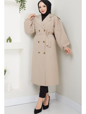 Bej Kuşaklı Trençkot