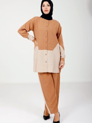 Tarçın Düğmeli Renk Alt Üst Takım Tarçın Düğmeli Renk Alt Üst Takım