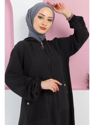 Siyah Büyük Beden Cepli Kap