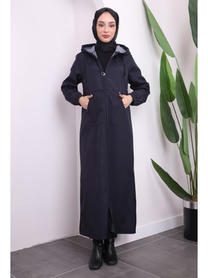 Lacivert Kapüşonlu Fermuarlı Kap Lacivert Kapüşonlu Fermuarlı Kap