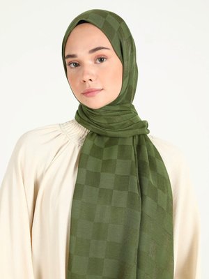 Asker Yeşili Dama Karla Şal