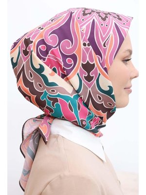 Desenli Pamuk Viskon Şal Bordo Hardal