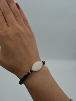 Siyah Sedef Ve Çek Kristali Bileklik