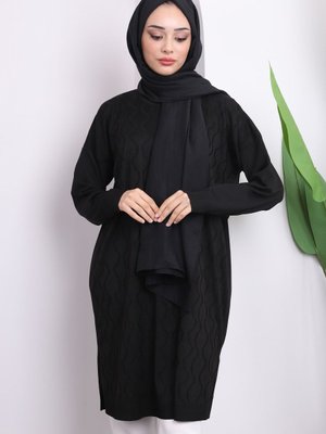 Siyah Soğuk İplik Merserize Triko Tunik Siyah Soğuk İplik Merserize Triko Tunik