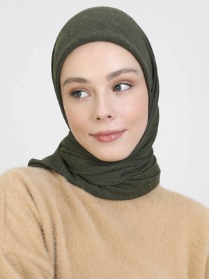 Koyu Haki Büyük Boy Pamuk Eşarp