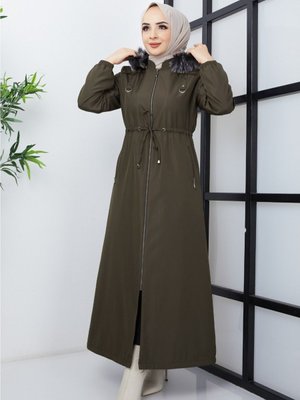 Içi Bele Kadar Kürklü Astar Altı Elyaf Belden Sıkma Uzun Pardesü Bilekten Lastikli Kaban Mont Içi Bele Kadar Kürklü Astar Altı Elyaf Belden Sıkma Uzun Pardesü Bilekten Lastikli Kaban Mont