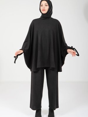 Siyah Panço Pantolon