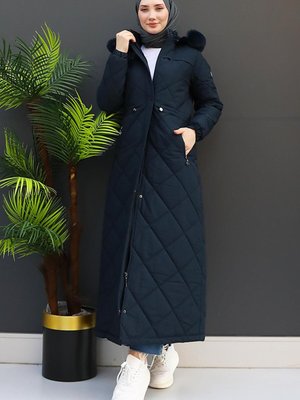 Aysema Kürklü Şişme Mont Lacivert Aysema Kürklü Şişme Mont Lacivert