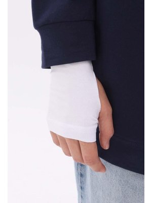 Beyaz Pamuklu Parmak Geçirmeli Kolluk