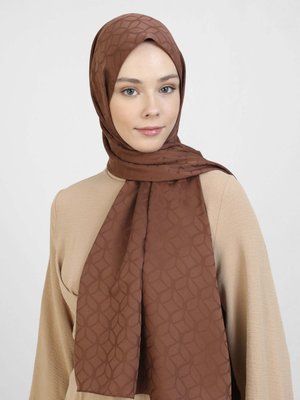 Kahve Diamond Yaprak Desen Şal