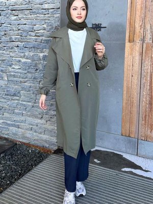 Kol Kemerli Trençkot Haki Kol Kemerli Trençkot Haki