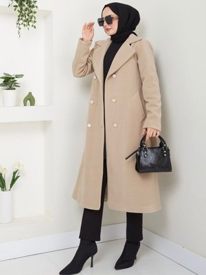 Kaşe Uzun Kaban / Bej