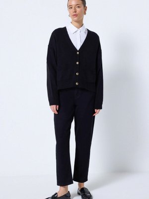 Düğmeli Cep Detaylı Triko Hırka