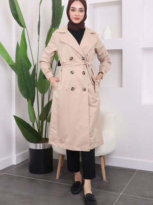 Vizon Kruvaze Yaka Düğmeli Trençkot Vizon Kruvaze Yaka Düğmeli Trençkot