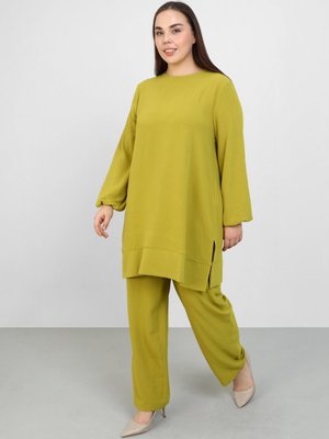 Yeşil Büyük Beden Tunik & Pantolon İkili Aerobin Takım